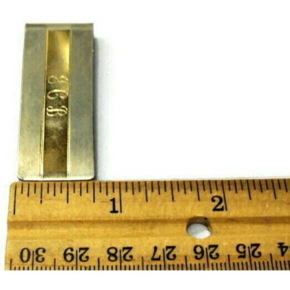 "JCB" Monogram Money Clip Stainless Steel Gold Tone Credit Card Cash ID Holder - Picture 3 of 7